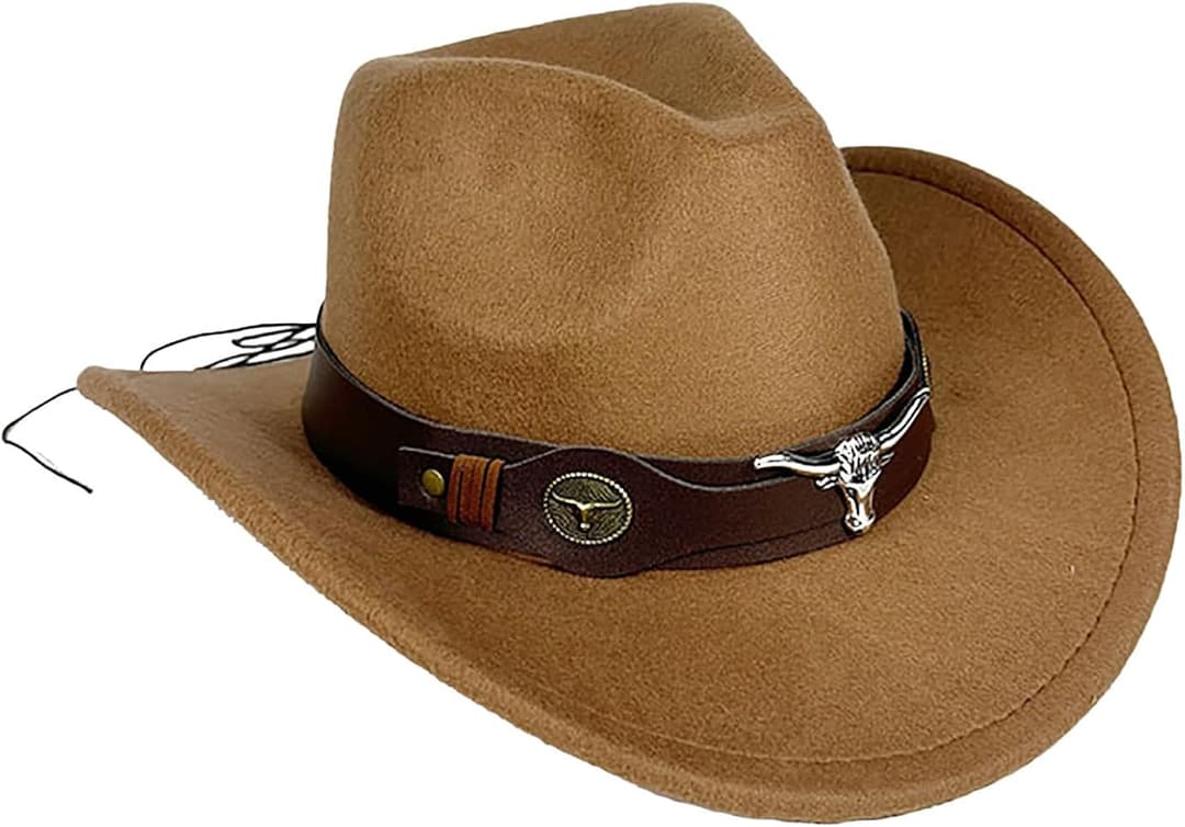 Western Cowboy Hat Cowboy Hat Felt Cowboy Hat Wide Brim Hat Outdoor Hat Cocked 4
