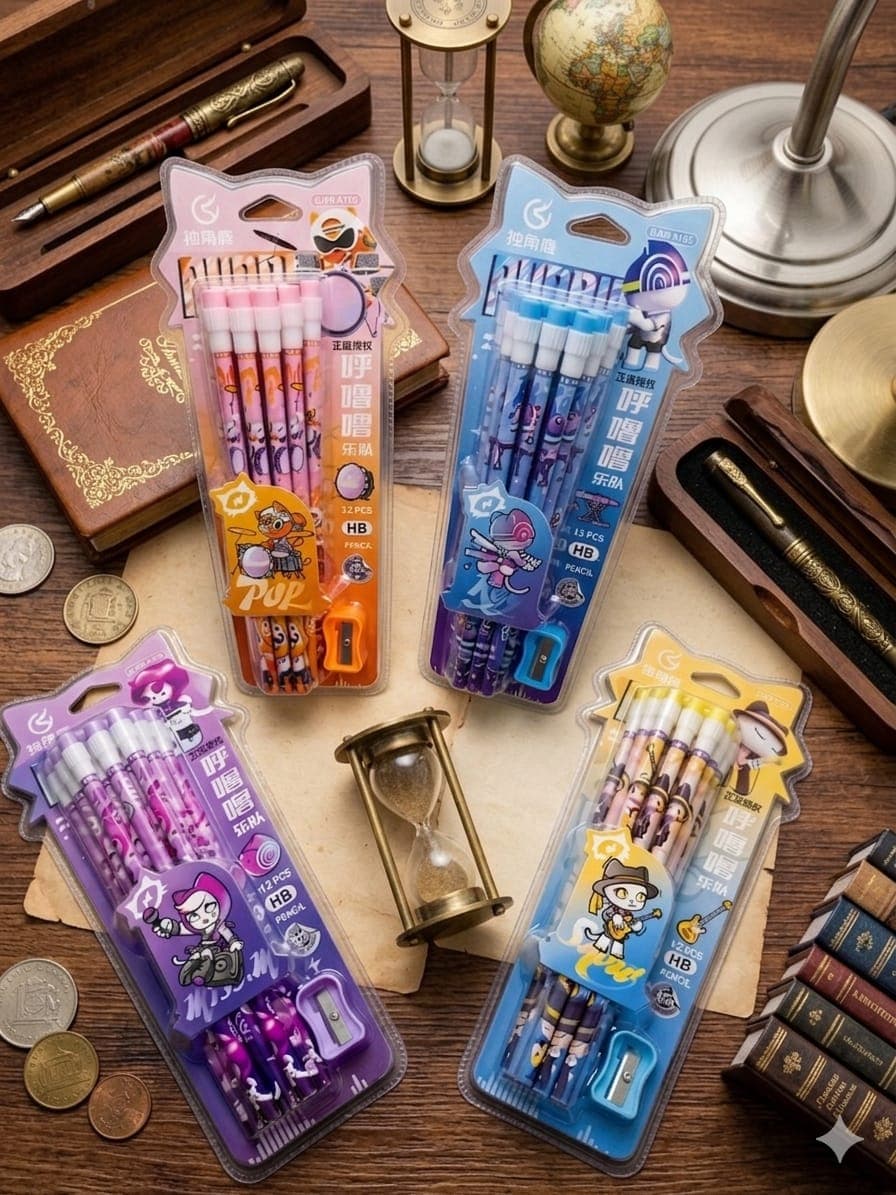 12Pcs Cartoon Labubu Pencil Set With Rubber Pencil Sharpener Student Writing Drawing Pencils Student Stationery School Supplies Fayshow 2