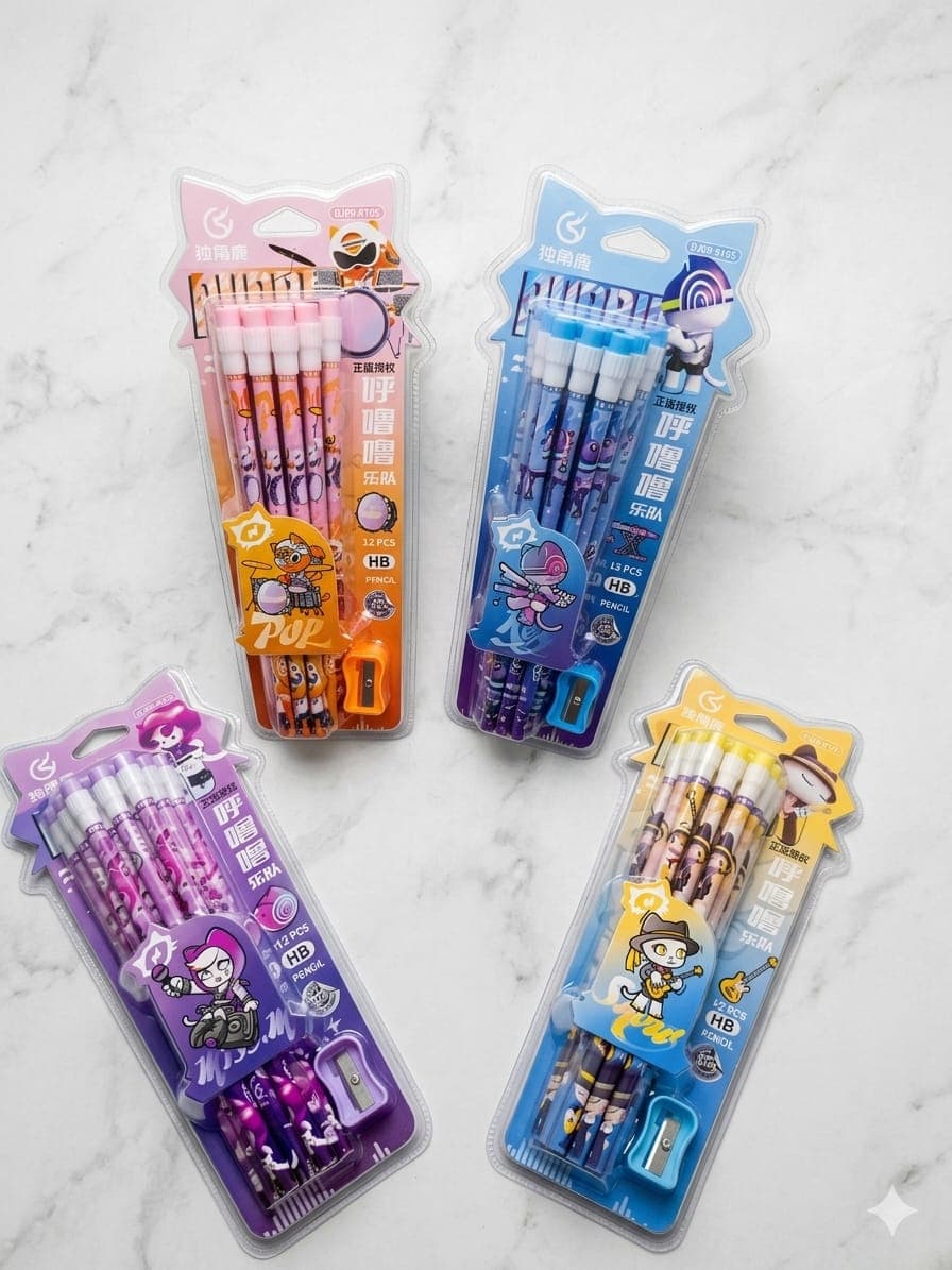 12Pcs Cartoon Labubu Pencil Set With Rubber Pencil Sharpener Student Writing Drawing Pencils Student Stationery School Supplies Fayshow 4