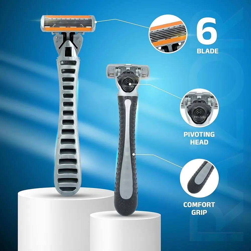 Wetell 6 Blade Disposable Men Saving Razor With 10 Pcs Replaceable Cartridges 2