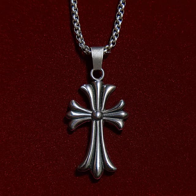 Chrome Hearts Cross Pendant Necklace for Men & Women – Stainless Steel Chain Jewelry