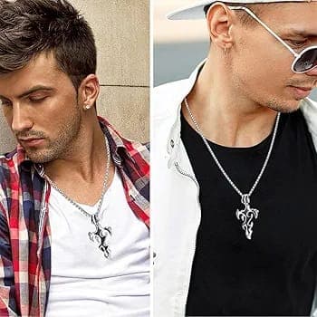 Stainless Steel Cross Pendant Chain Necklace – Unisex Fashion Jewelry for Daily Wear