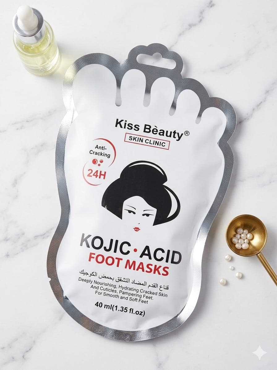 1 Pair Kojic Acid Foot Masks - 40ml for Moisturizing and Hydrating, Disposable Leg Mask for Heel Peeling and Cracked Skin