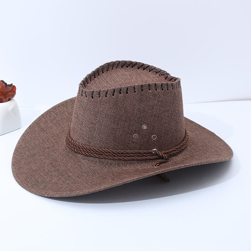 These are unisex straw cowboy hats featuring a western style, a wide brim, and a breathable weave suitable for summer.  2