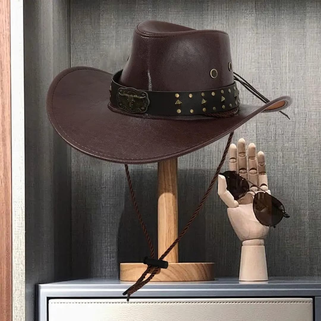 Trendy Leather Cowboy Hat  1