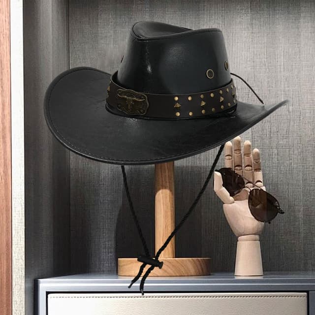 Trendy Leather Cowboy Hat 
