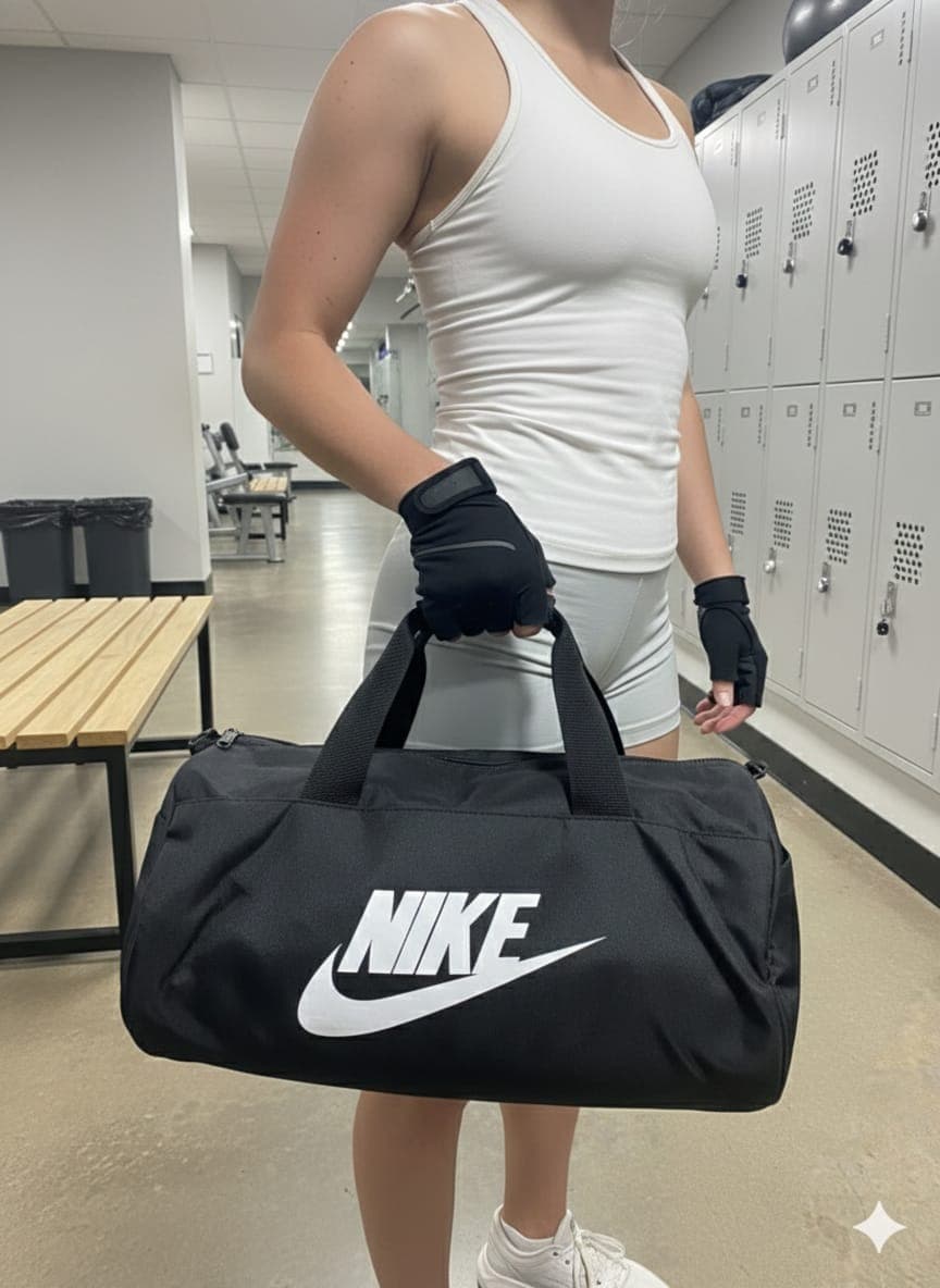 Nike Style Gym Fitness Kit – Waterproof Sports Duffle Bag & Athletic Cotton Sweatband Headband Combo Set (2 Pcs) 2