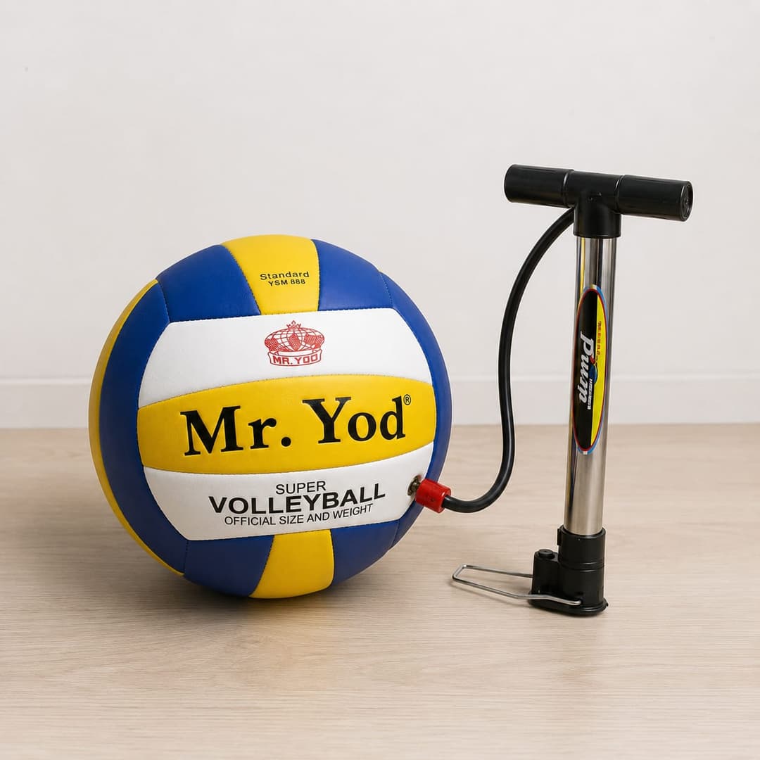 Mr. Yod Premium Volleyball with Pump – Size 5 Official Weight Indoor Outdoor Training Ball Set