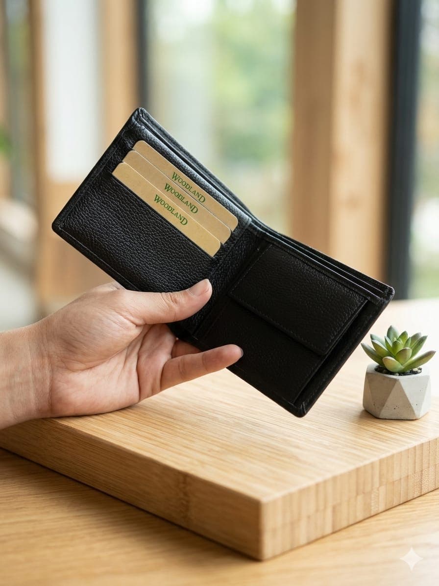 Woodland Original Leather Bi-Fold Wallet for Men with Elegant Gift box 3