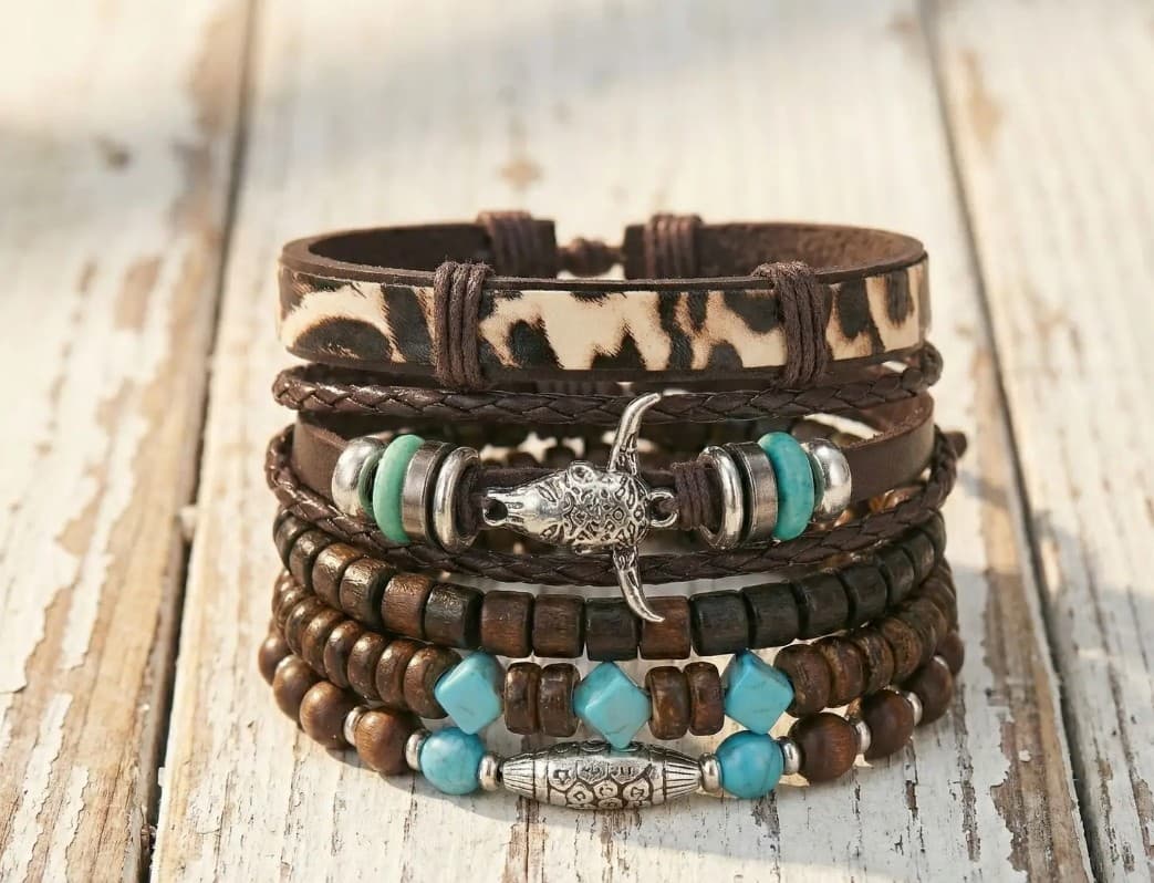 Men 6 Leather Multistrand Bracelet 1