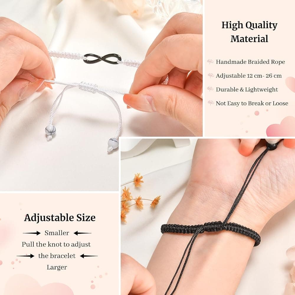 2Pcs 8 Words Infinity Love Couple Bracelets For Women Men Handmade Braided Rope Chain Charm Matching Bracelet Friendship Jewelry 1