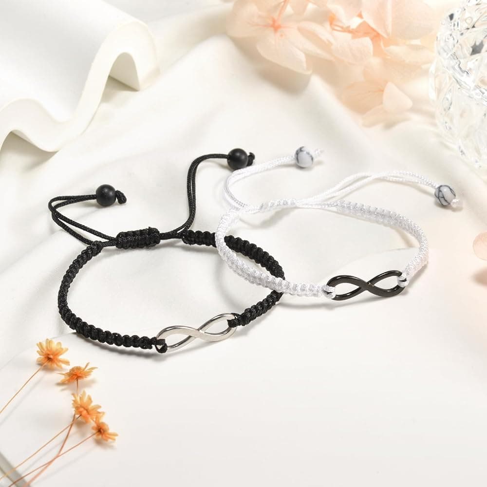2Pcs 8 Words Infinity Love Couple Bracelets For Women Men Handmade Braided Rope Chain Charm Matching Bracelet Friendship Jewelry 4