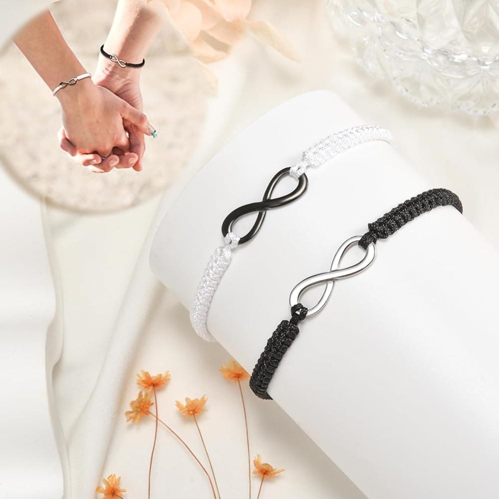 2Pcs 8 Words Infinity Love Couple Bracelets For Women Men Handmade Braided Rope Chain Charm Matching Bracelet Friendship Jewelry 5