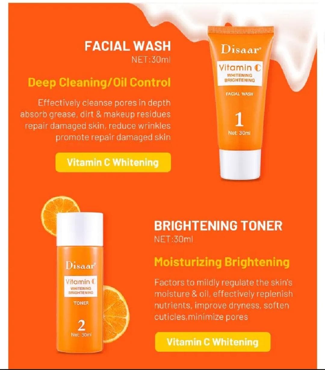 4 In 1 Set Disaar Beauty Vitamin C Skincare Set – Cleanser, Toner, Serum & Cream | Gift Set for Women & Teens 2