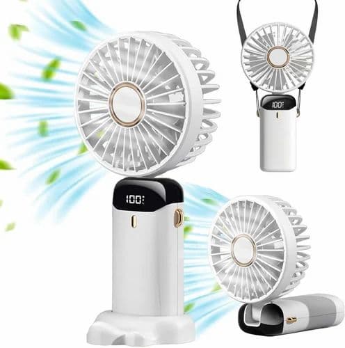 Mini Fan Portable Hand Fan,5 Speed And Rechargeable Battery