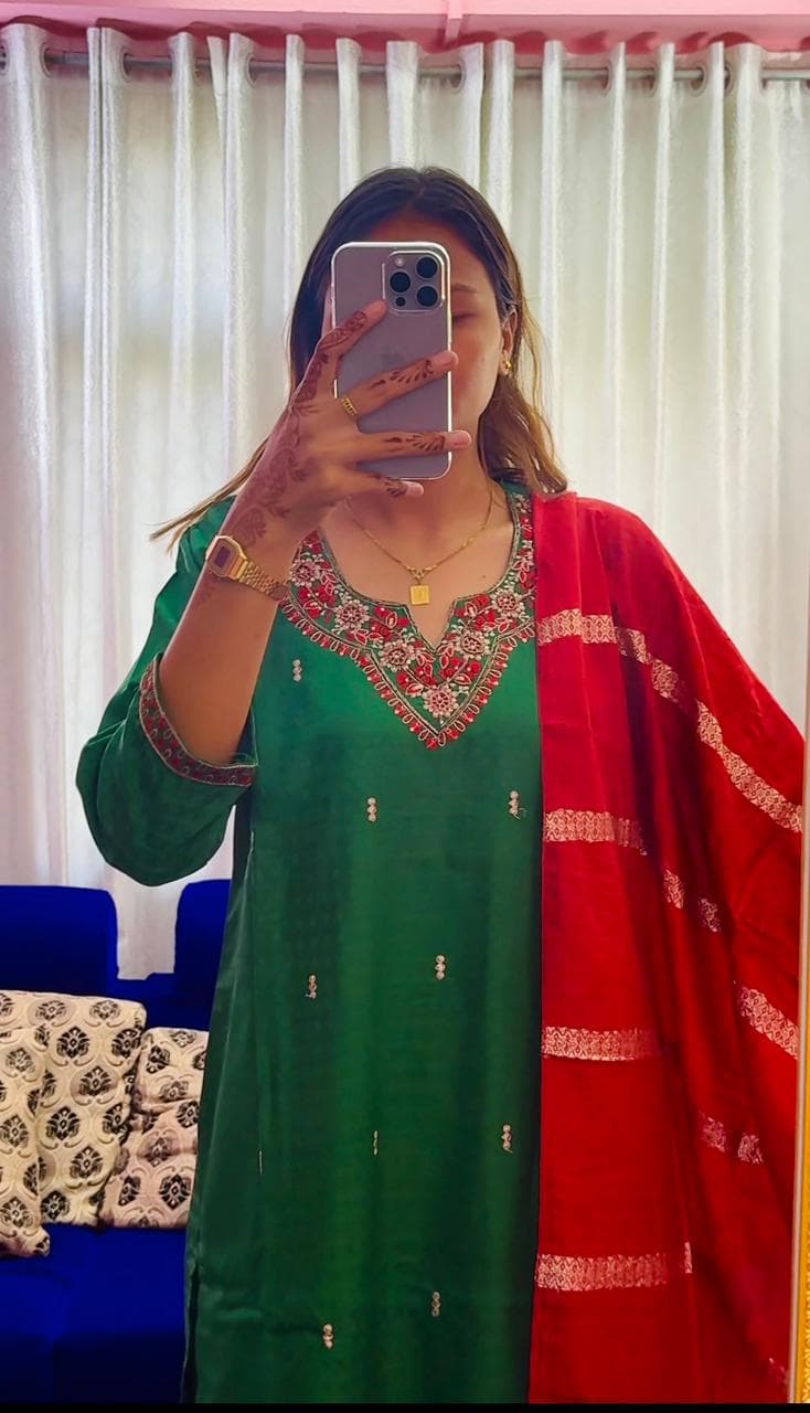 Royal Emerald Embroidered Suit Set