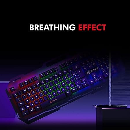 Wings USB Grind105 with Metallic casing, 19 Anti-ghosting Key and Letter Illumination Keyboard (Black) 3