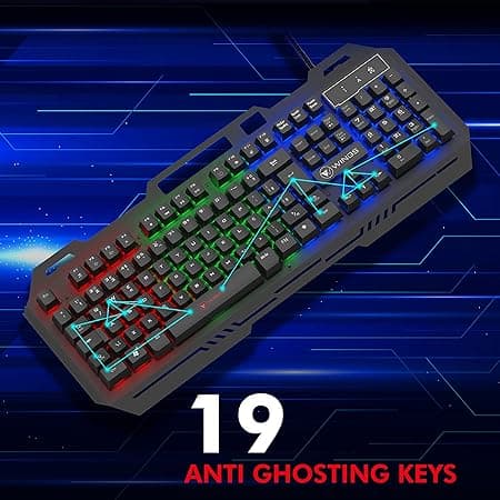 Wings USB Grind105 with Metallic casing, 19 Anti-ghosting Key and Letter Illumination Keyboard (Black) 1