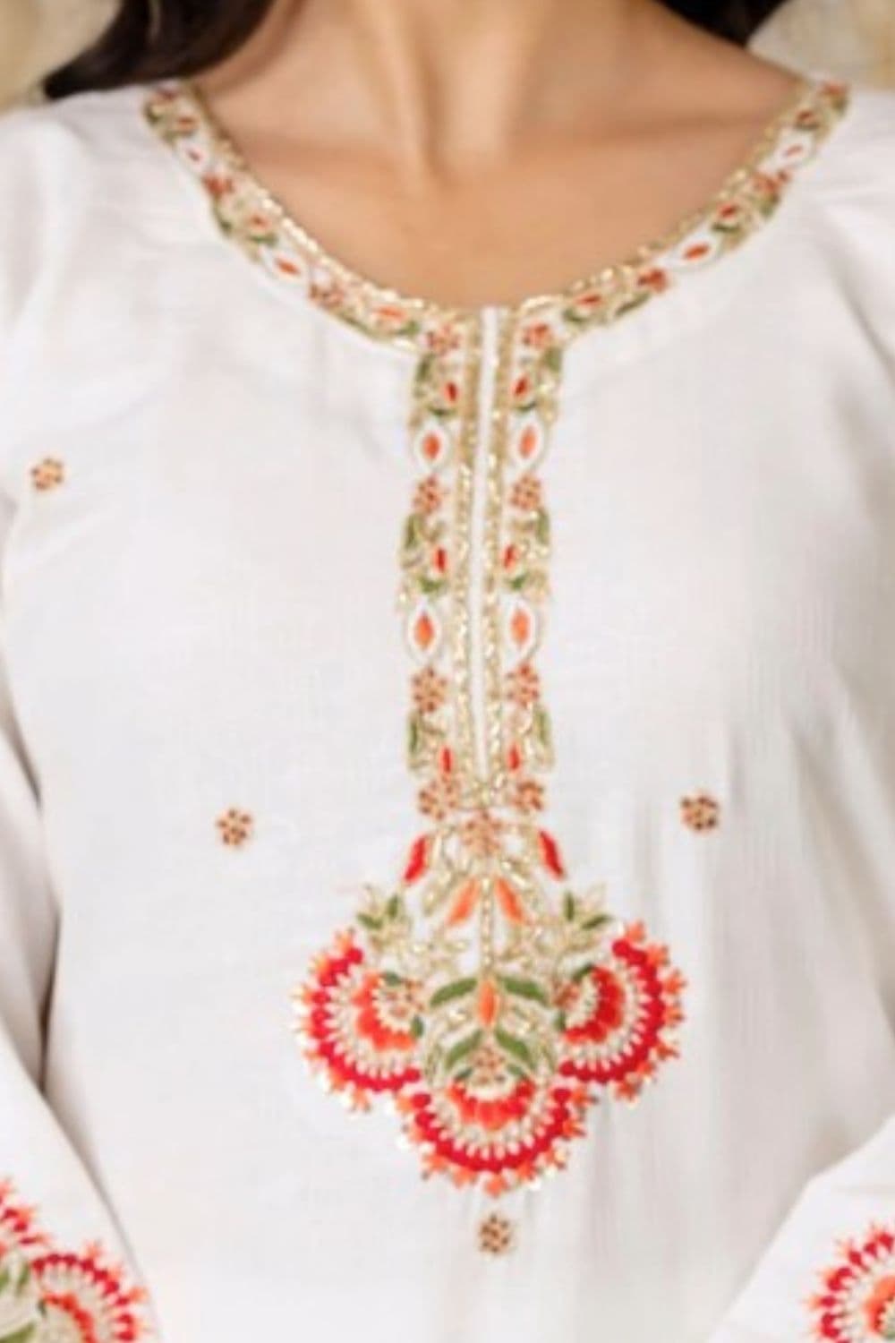 Women Jacquard Kurti Pant Dupatta Set 2