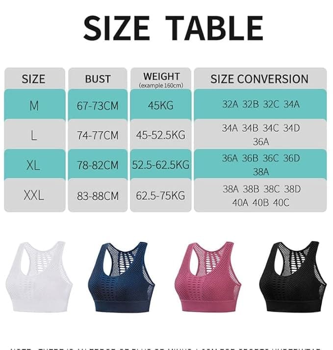 Women's Padded Crop Top Sports Bra with Mesh Racerback for GymYoga Workout Size M to 2XL 3