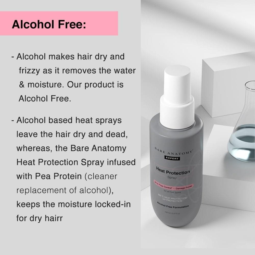 Bare Anatomy Heat Protection Spray Serum | Controls Frizz for up to 24 Hrs | Vitamin E, Pea Protein & Veg Keratin Enriched | Paraben Free | For Women & Men | Vegan |230 °C Heat Protection | 150 ml - By Allure Cosmetics 2