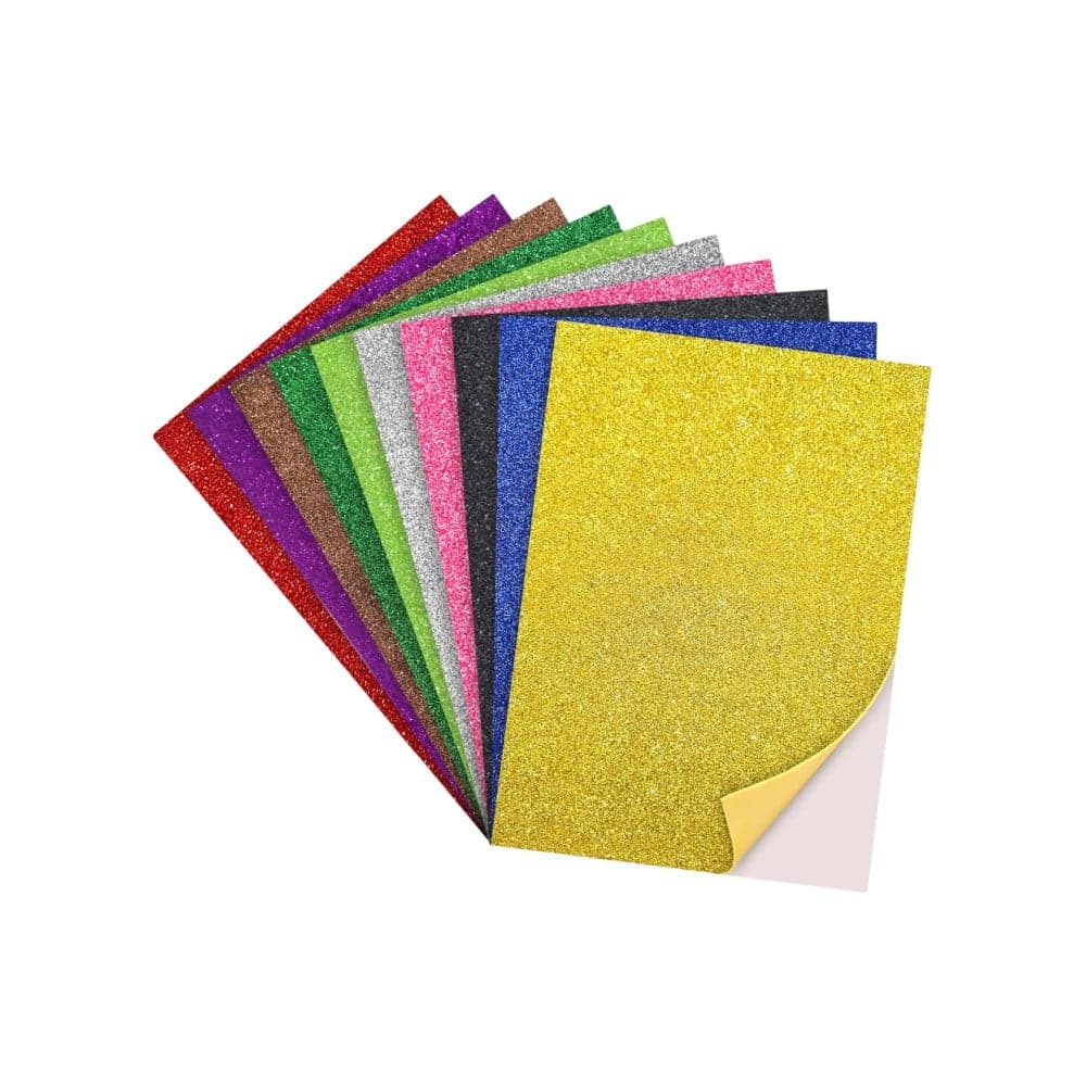 10 pcs A4 Glitter Foam Sheet With Adhesive Glue for Art & Craft, Decoration, Gift Wrapping, Scrapbooking, Craft Project, etc