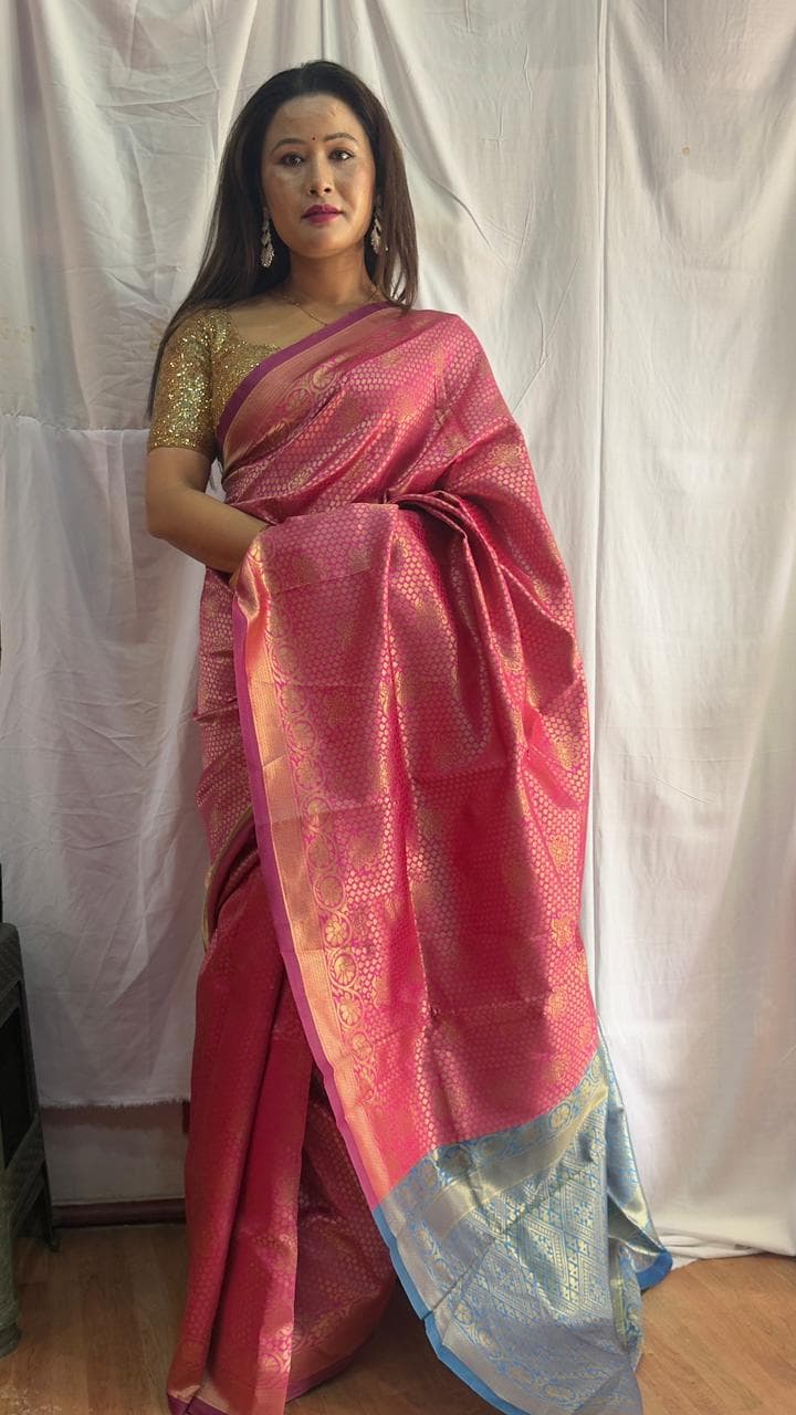 Menuka Collection Sarees For Women Kanjivaram Jacquard Saree With Blouse Material 1