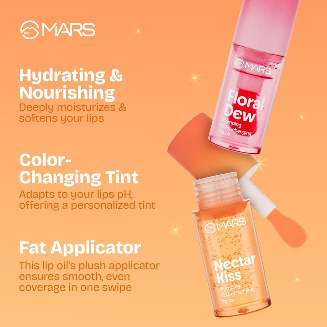 MARS Plumping Color Changing Lip Oil | 4.8ml | With Fat Applicator | Skin Nourishing Ingredients - Olive Fruit Oil, Jojoba Oil | Hydrating & Moisturising | Plumping Effect - By Allure Comsetics 4