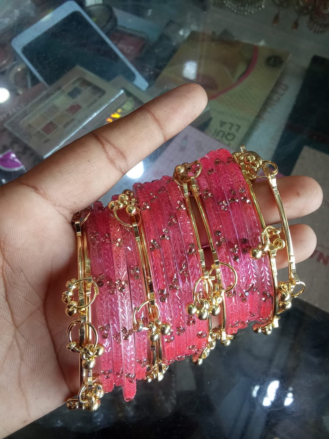 16 Pcs Raindrop Glass Bangles Kashmiri Ghunghru Bangles Set D 3