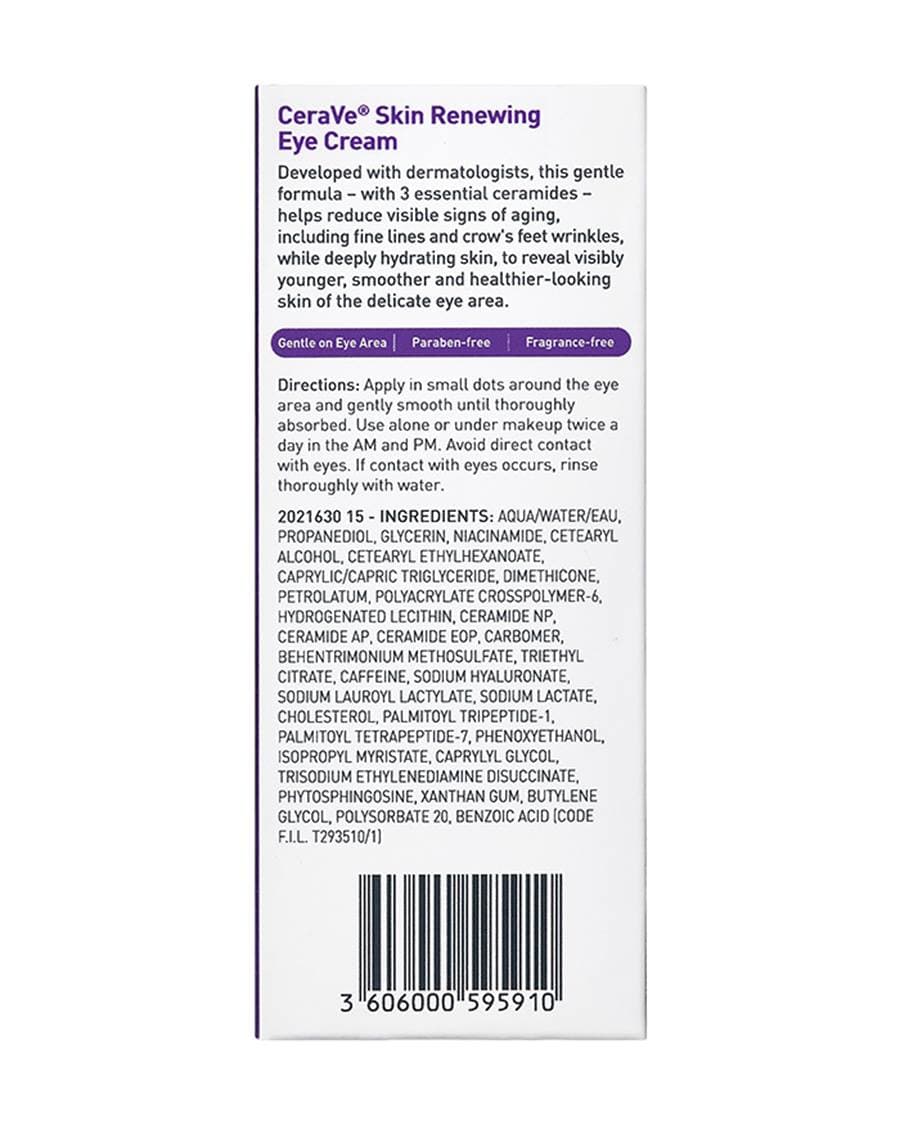 CeraVe Skin Renewing Eye Cream , Cera Ve For Wrinkles , Peptides , Caffeine And Niacinamide , Anti-Aging 14.2 G 3