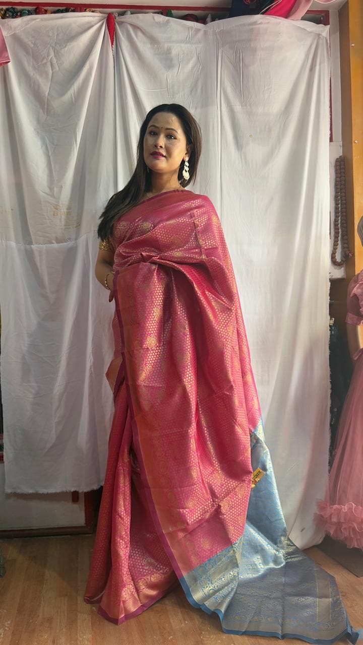 Menuka Collection Sarees For Women Kanjivaram Jacquard Saree With Blouse Material 2