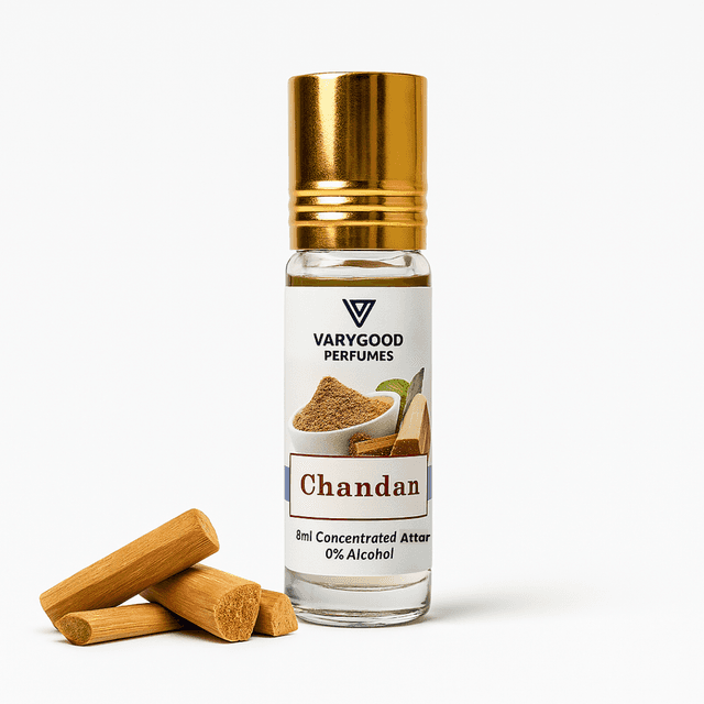 VaryGood Chandan Attar Roll On – 8ml Alcohol-Free Concentrated Perfume for Men & Women | Long Lasting Natural Fragrance