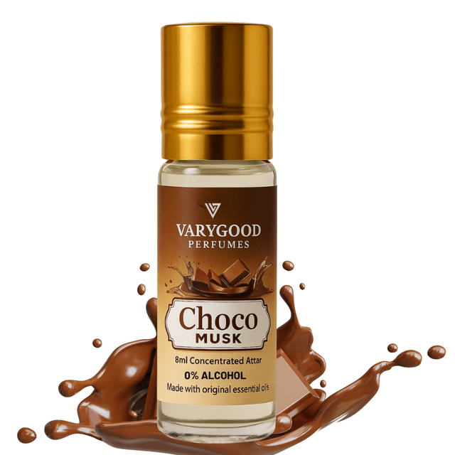 VaryGood Choco Musk Attar Roll-On with a Hint of Bourbon – Decadent, Unique Scent for Men & Women (8ml)