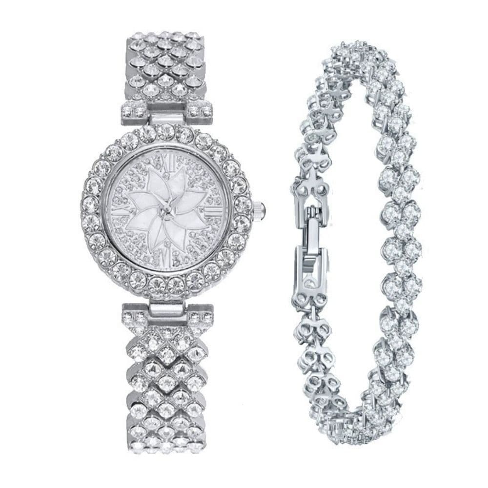 Elegant With Bracelet Gypsophila Watch Rose Gold Bling Bling Flower Diamond Watch Alloy Ladies Watch 1