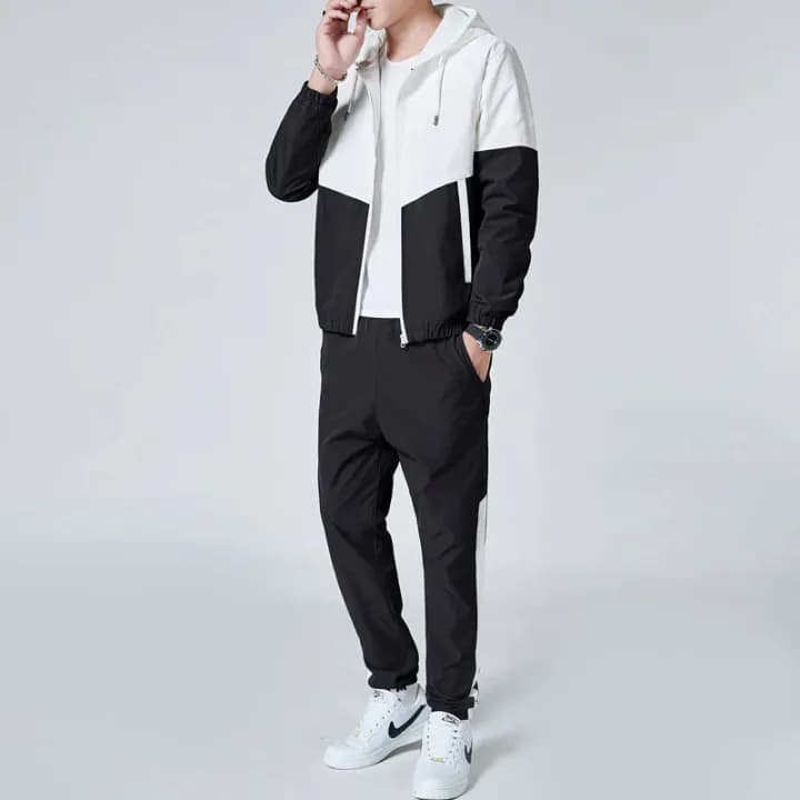 (Set Of 3) Men Summer Windcheater Half T-Shirt And Wrinkle Joggers Set (Bwst 313) - Fashion | Men'S Wear | Jacket And Joggers For Men 1