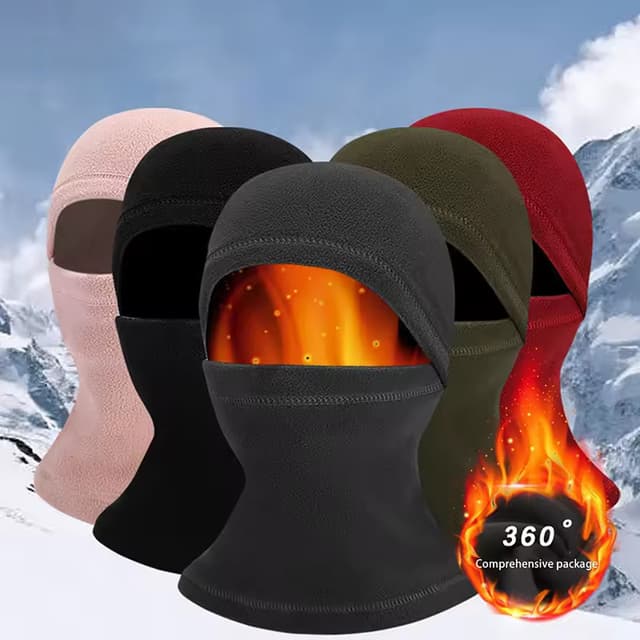 Winter Thermal Fleece Motorcycle Balaclava Full Face Mask Cycling Hood Sports Running Neck Warmer Men's Cover Hat