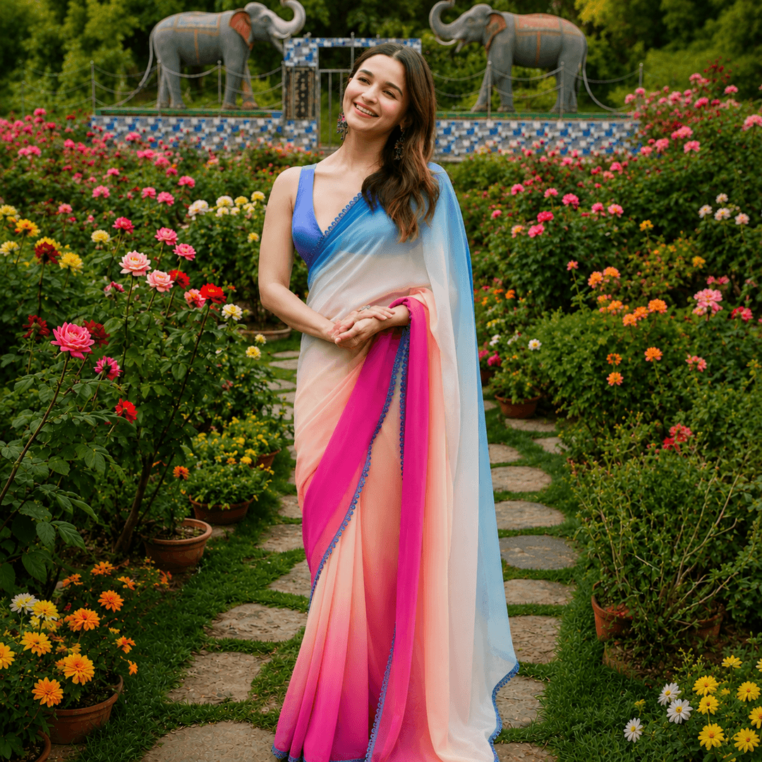 Alia Bhatt Georgette Saree With Blouse