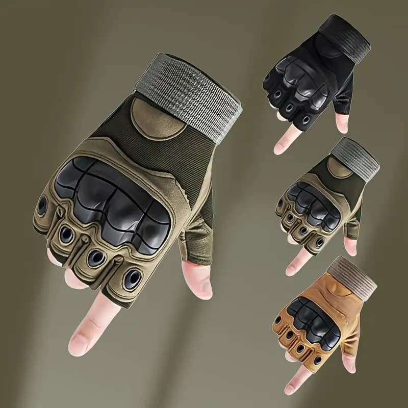 Gym Tactical Fitness Outdoor Protective Shell Antiskid Workout Riding Half Finger Gloves For Men