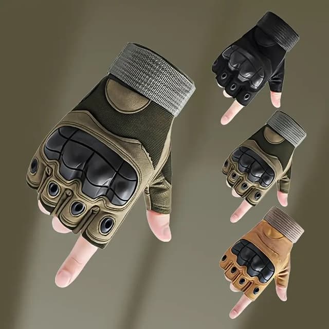 Gym Tactical Fitness Outdoor Protective Shell Antiskid Workout Riding Half Finger Gloves For Men