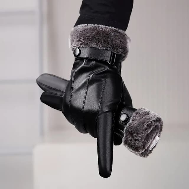 Windproof Winter Autumn Men Leather Full Finger Gloves