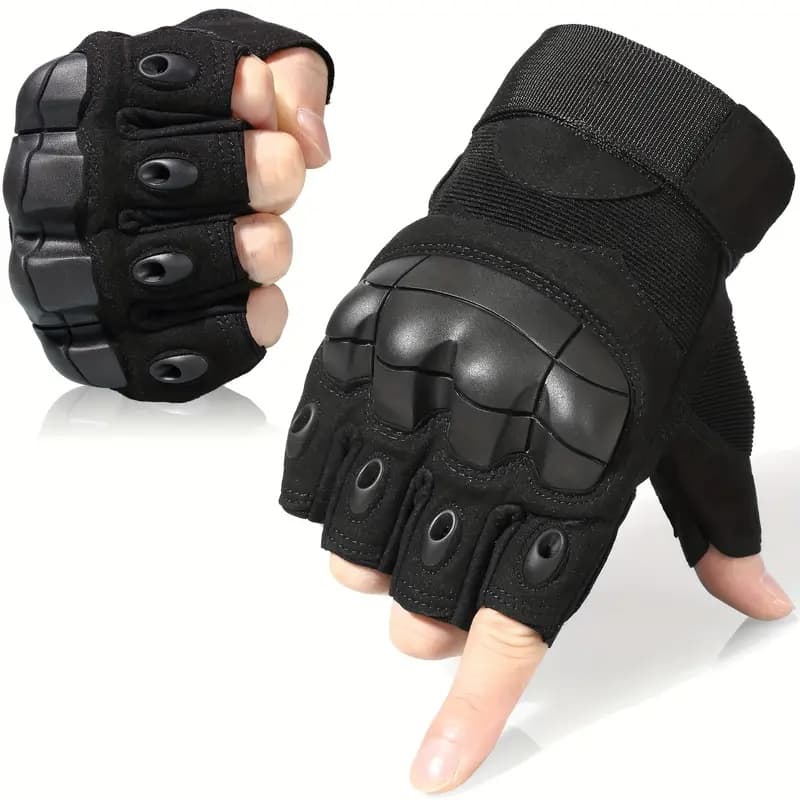 Gym Tactical Fitness Outdoor Protective Shell Antiskid Workout Riding Half Finger Gloves For Men 5
