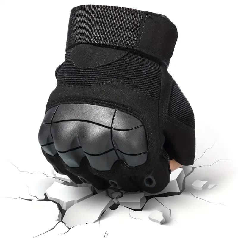 Gym Tactical Fitness Outdoor Protective Shell Antiskid Workout Riding Half Finger Gloves For Men 2