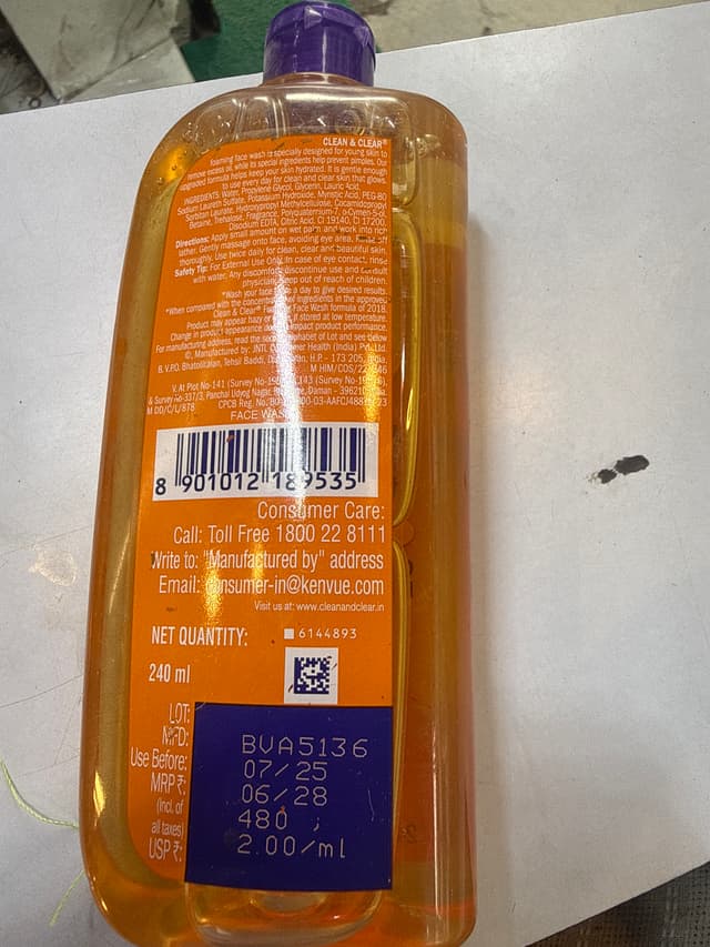 Clean and clear facewash 