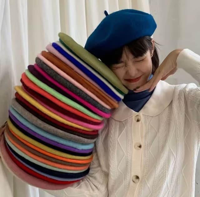 New Retro Artist Beret Solid Color Cap for Women Vintage Wool Berets Hat Bonnet Caps Casquette Female Painter Warm Winter Cap