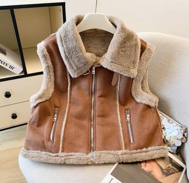 Korean Women Velvet Zipper Short Tank Coat Winter New Fashion Sleeveless Free Size Versatile Thick Vest Jacket Casual For Women