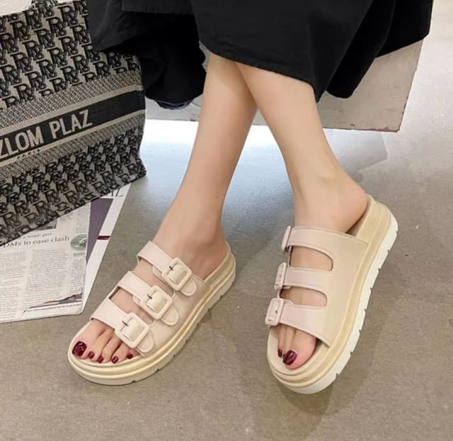 Summer Slippers Women's Sandals 2021 Stitching Surface Buckle Thick Bottom Beach Slides - Fashion | Women's Footwear |