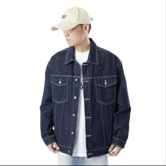 Summer Car Ban Blue Baggy Jeans Jacket For Men
