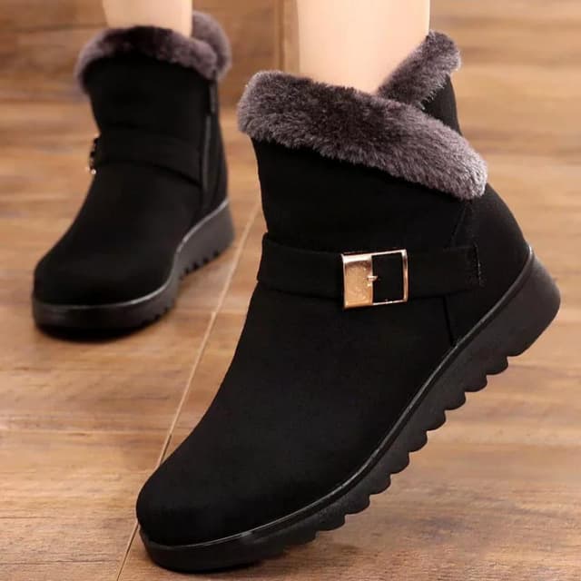 Women's Winter Boots 2021 Round Toe Solid Plush Warm Snow Boots Zipper Ankle Boots - Fashion | Women's Footwear |