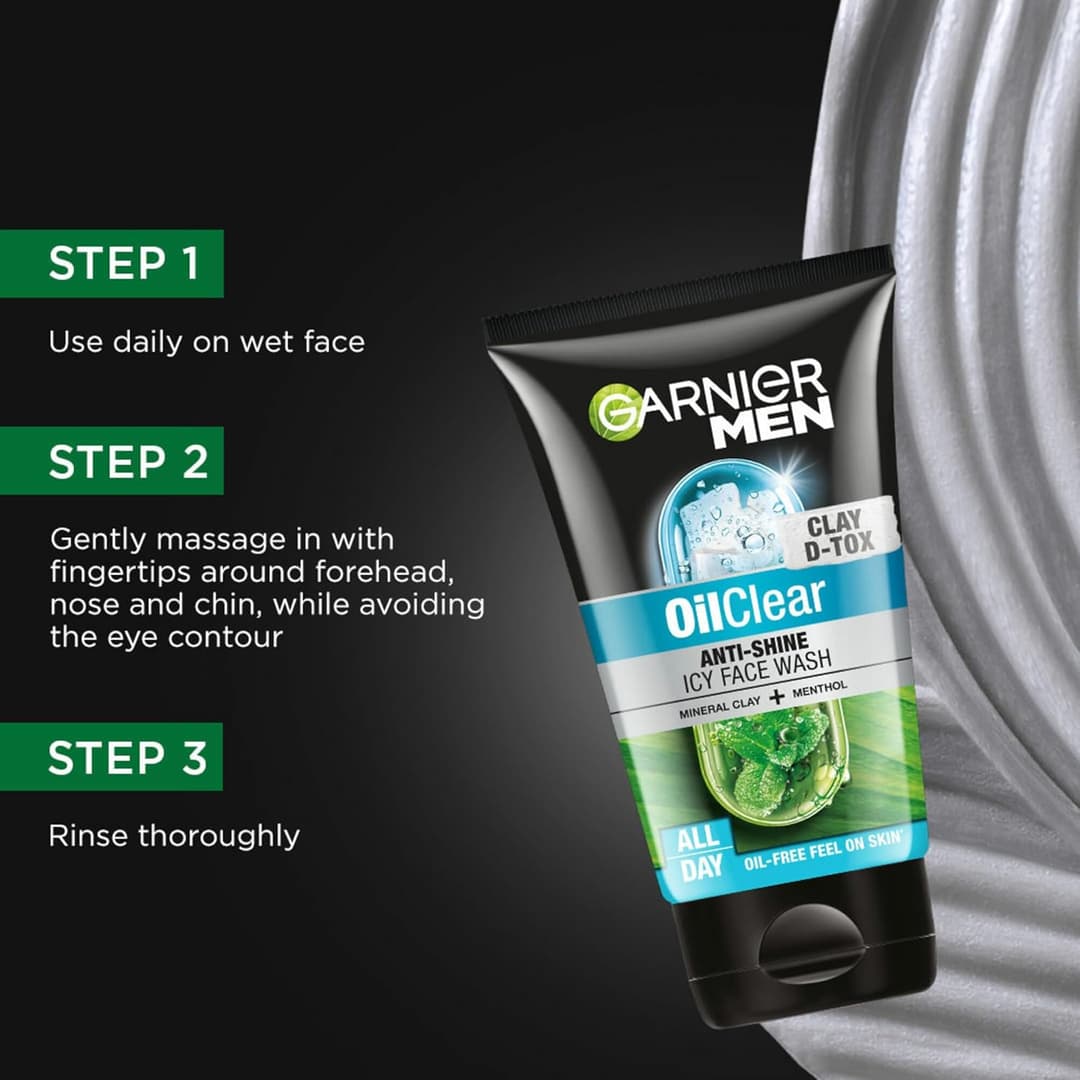 GARNlER Men Oil Clear Clay D -Tox Facewash (100g) 1