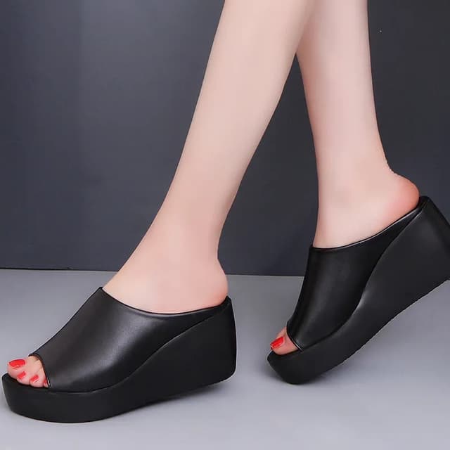 Wedge Heel Black Summer Sandals Open Toe Women - Godlike - Fashion | Sandals For Women | Women'S Footwear